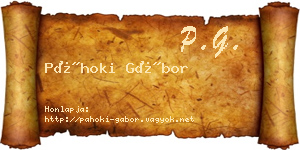 Páhoki Gábor névjegykártya